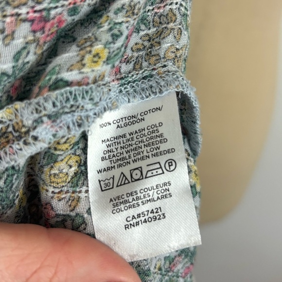 Loft Button Up Blouse Multicolor Floral Ruffle S - Picture 2 of 7